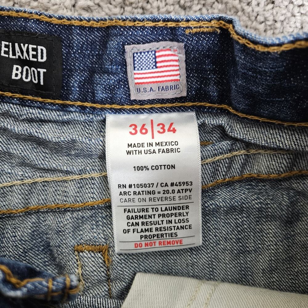 Ariat FR M4 Relaxed Boot Jeans Mens 34X32 (Tag 36X34) Blue Flame Resistant Work - Picture 5 of 13